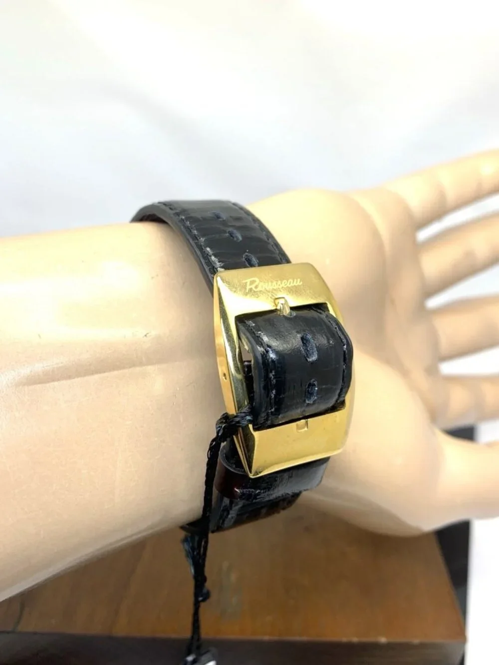 Rousseau Men's Watch Automatic Reverso Gold Tone Case Leather Strap 40mm